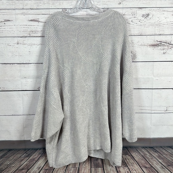 J Jill Womens Sweater Plus Size 4X Blue Gray 3/4 Sleeve knit pop over round neck - Picture 7 of 11
